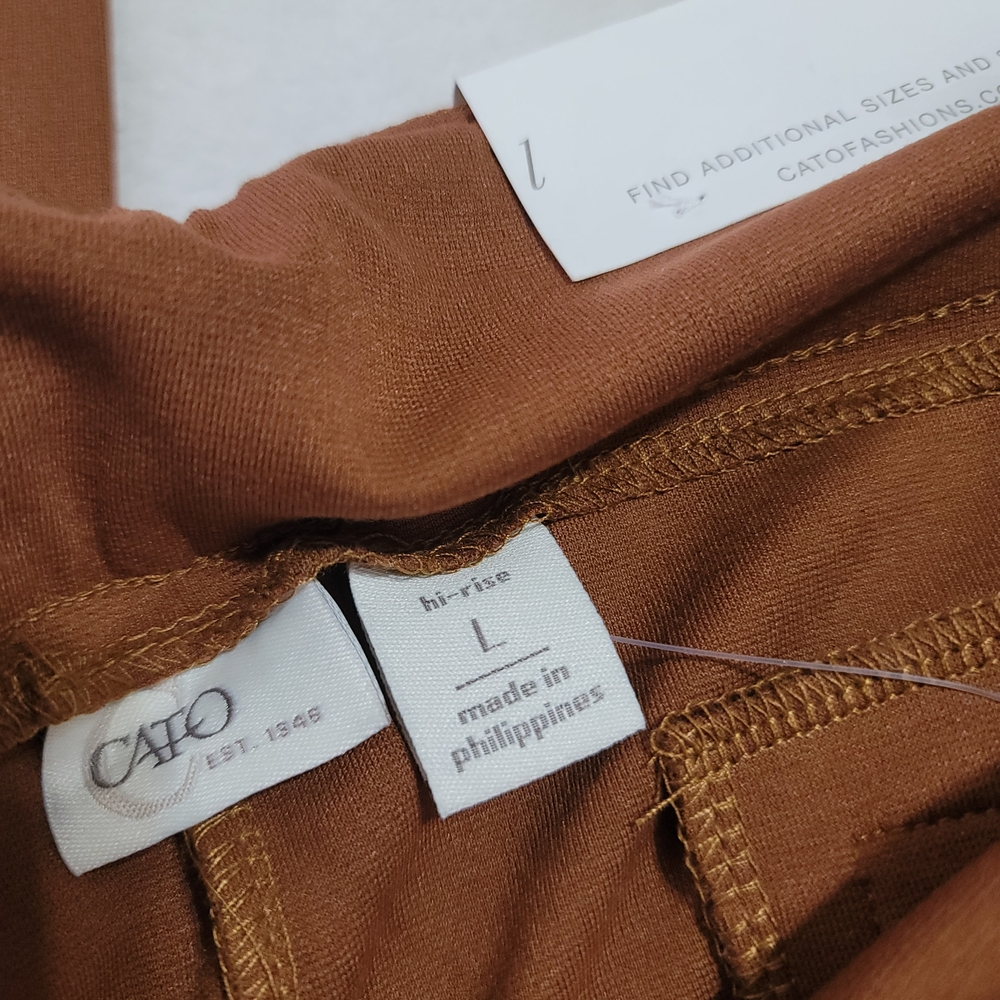 NWT Womens Cato Rust Brown Pants Sz Large Office Hi‎ Rise Straight Pull On - Picture 3 of 5